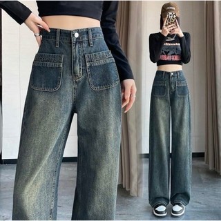Quần jean nữ ống rộng lưng cao túi ngang - 247store - Quanjean9668_P10K6