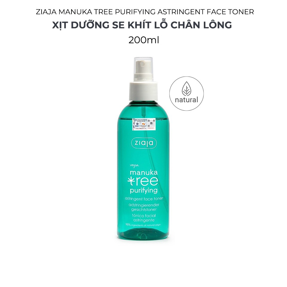 Xịt Dưỡng Cân Bằng Da Ziaja Manuka Tree Purifying Astringent Face Toner