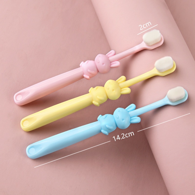 Sét 4 bàn chải đánh răng Nano 5D siêu mảnh với 2000 sợi tơ siêu mềm, bàn chải đánh răng lông tơ mini cho bé