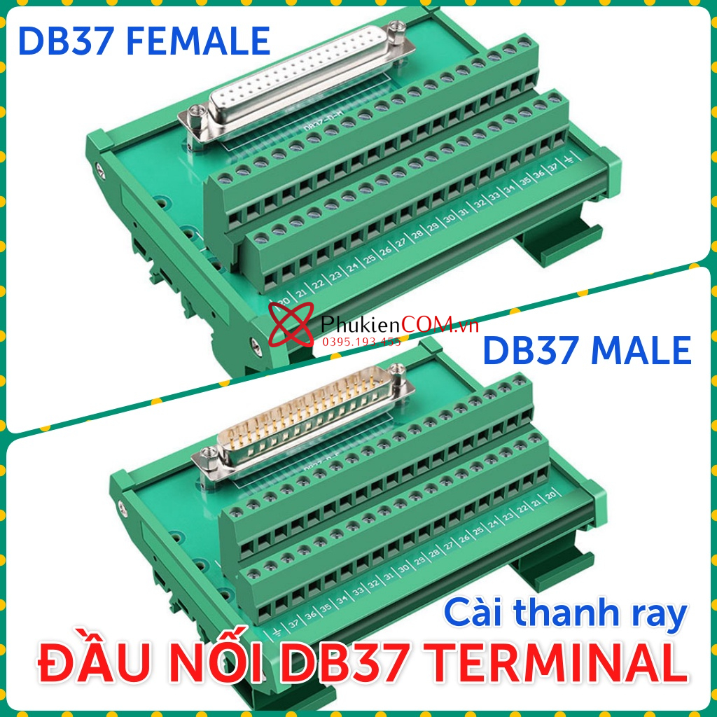 Đầu nối DB37 Terminal Đực, Cái vặn vít cài thanh ray dùng cho công ...