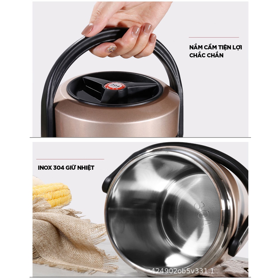 Ảnh Hộp cơm văn phòng giữ nhiệt 3 tầng Hộp Cơm Inox 304 cao cấp giữ nhiệt lâu 6 - 8 tiếng YESURE - Hàng chính hãng 2