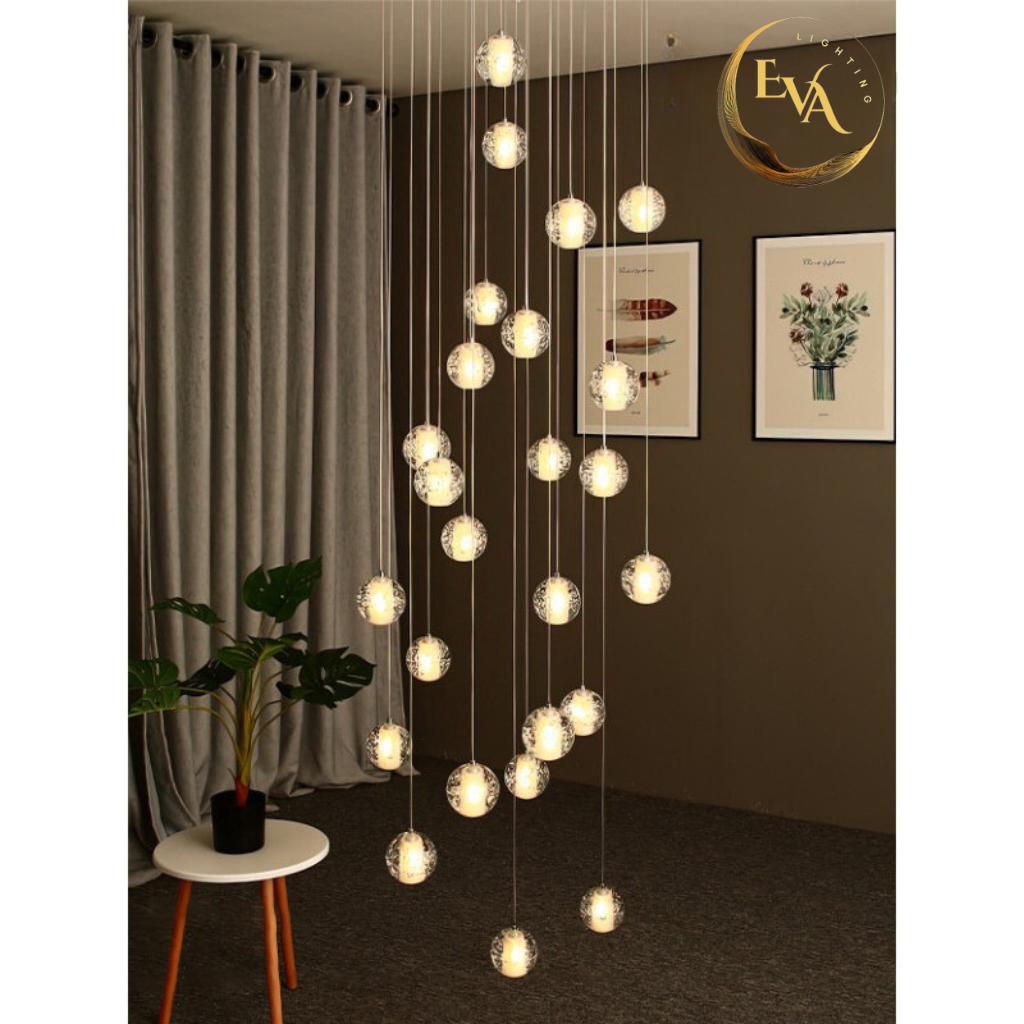 Đèn thả cầu pha lê EVA  BO01-1 đèn thả decor phòng khách, phòng ngủ, cầu thang bảo hành 12 tháng