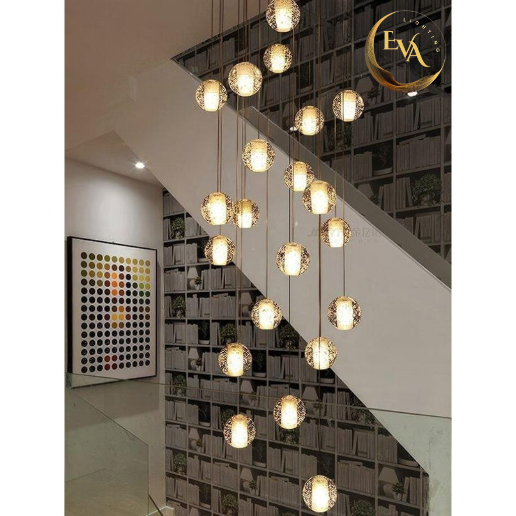 Đèn thả cầu pha lê EVA  BO01-1 đèn thả decor phòng khách, phòng ngủ, cầu thang bảo hành 12 tháng