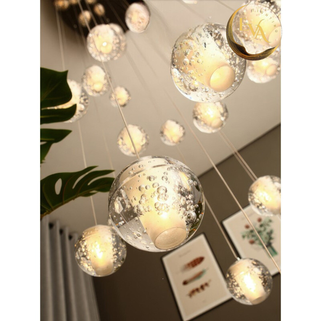 Đèn thả cầu pha lê EVA  BO01-1 đèn thả decor phòng khách, phòng ngủ, cầu thang bảo hành 12 tháng