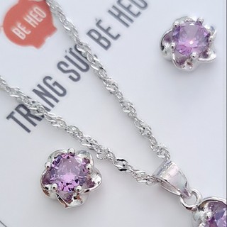 Bộ trang sức nữ dây chuyền bông tai hình hoa mai BHB37-2