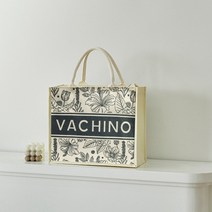 Túi cói du lịch, túi Vintage đi biển VACHINO – TX038, hoạ tiết hoa lá, size to, bảo hành 12 tháng