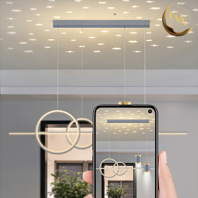 Đèn thả bàn ăn hiện đại EVA B003-GR LED 3 chế độ ánh sáng 60W*3C dài 1m bảo hành 12 tháng