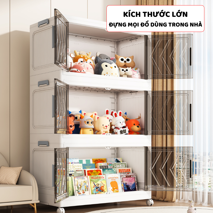 Tủ Đựng Đồ ENODA HOME, Tủ Đựng Sách, Đồ Ăn Vặt Có Thể Gấp Gọn Bánh Xe 360, Màu Sắc Tươi Sáng TUN046