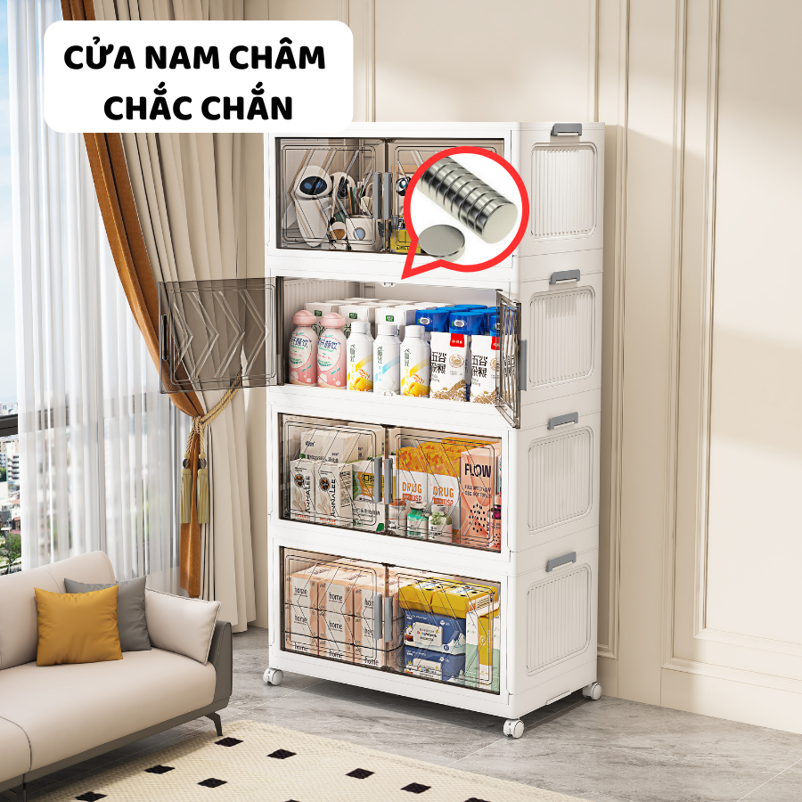 Tủ Đựng Đồ ENODA HOME,  Tủ Đựng Gia Vị, Nồi, Chén Bát, Đồ Dùng Nhà Bếp Có Thể Gấp Gọn, Cửa Chống Bụi TUN046