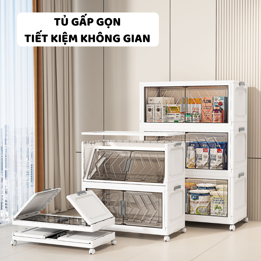 Tủ Đựng Đồ ENODA HOME,  Tủ Đựng Gia Vị, Nồi, Chén Bát, Đồ Dùng Nhà Bếp Có Thể Gấp Gọn, Cửa Chống Bụi TUN046