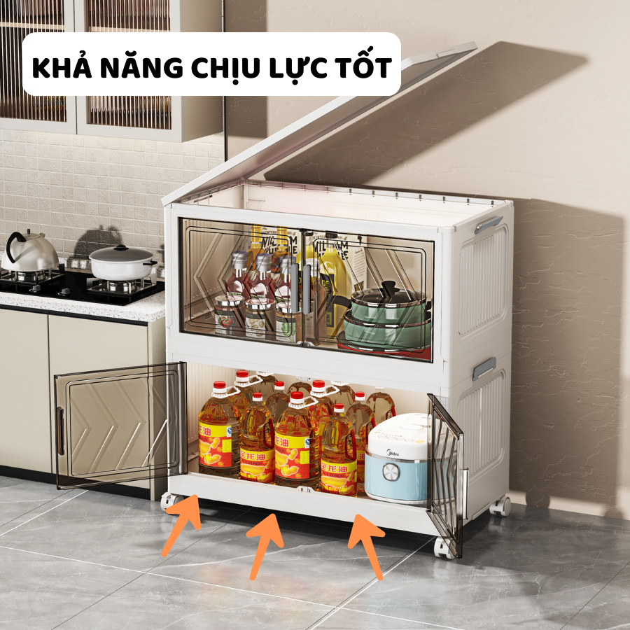 Tủ Đựng Đồ ENODA HOME,  Tủ Đựng Gia Vị, Nồi, Chén Bát, Đồ Dùng Nhà Bếp Có Thể Gấp Gọn, Cửa Chống Bụi TUN046