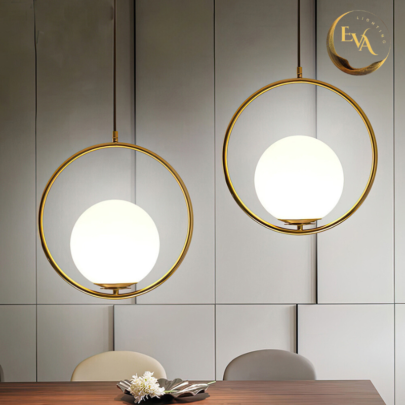 Đèn thả decor EVA YQ002-1 phong cách hiện đại, thả bóng tròn chao thuỷ tinh D180mm bảo hành 12 tháng