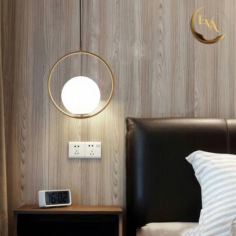 Đèn thả decor EVA YQ002-1 phong cách hiện đại, thả bóng tròn chao thuỷ tinh D180mm bảo hành 12 tháng
