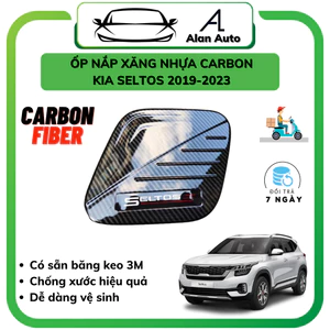 Ốp nắp xăng carbon Kia Seltos 2020, Chất liệu nhựa abs vân carbon