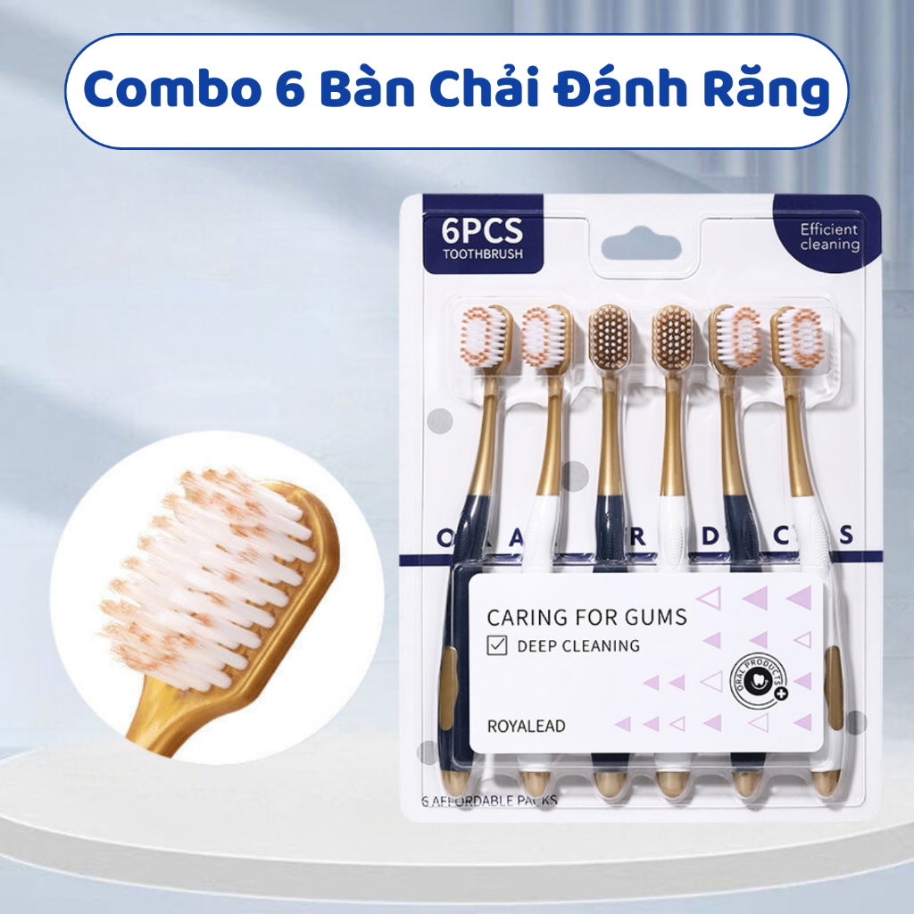Combo 6 bàn chải đánh răng lông mềm vệ sinh siêu sạch Tấm Thị, Bàn chải  đánh răng chải siêu êm, làm sạch sâu mảng bám