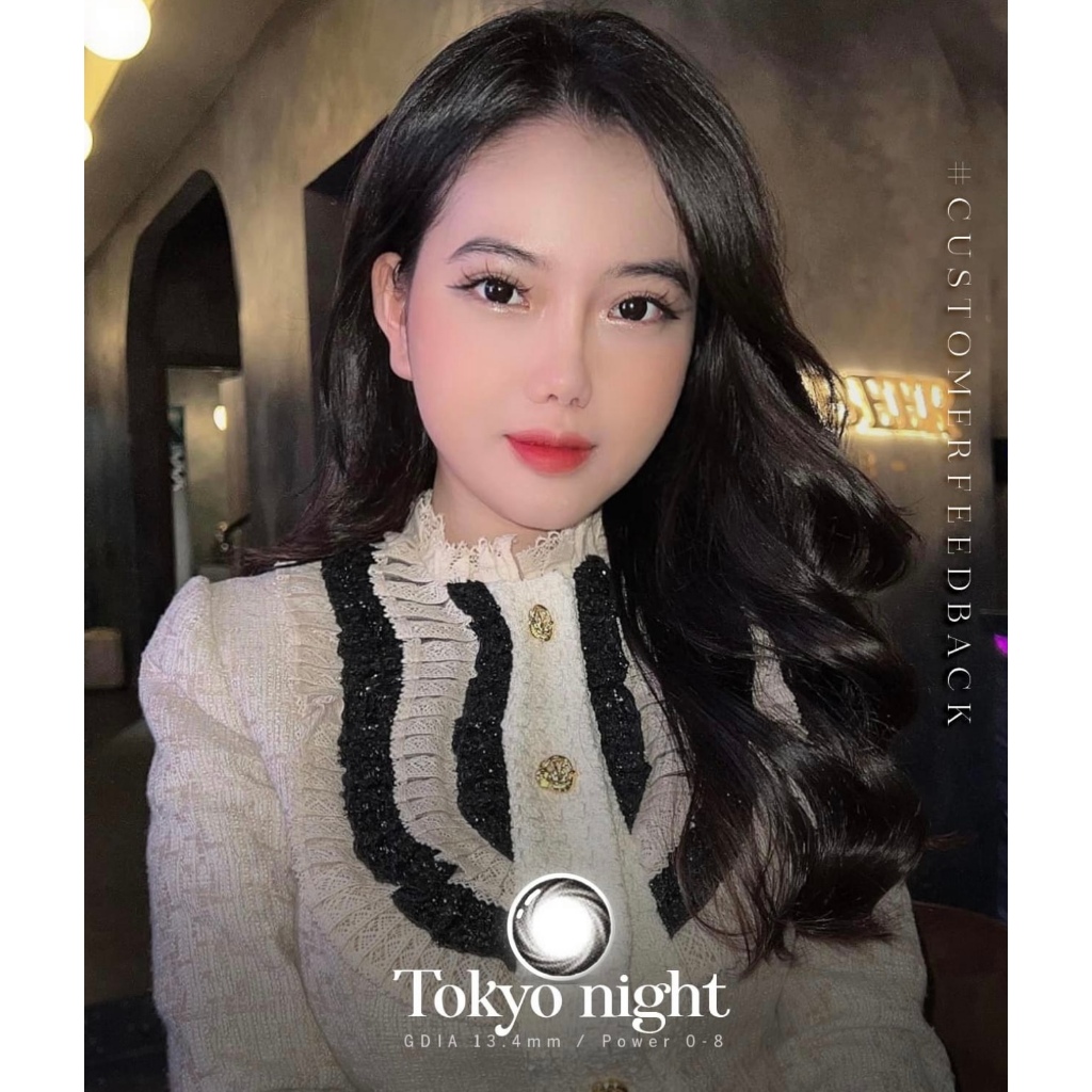 Lens đen có cận dành cho mắt nhạy cảm TOKYO NIGHT  Hàn Quốc ( Giảm giá 35k khách hàng mới )