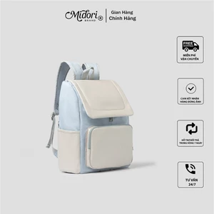 Balo Đi Học Đi Làm PAIX Thời Trang Nam Nữ Cặp Đựng Laptop Vải Phối Da Du Lịch | Mi Midori
