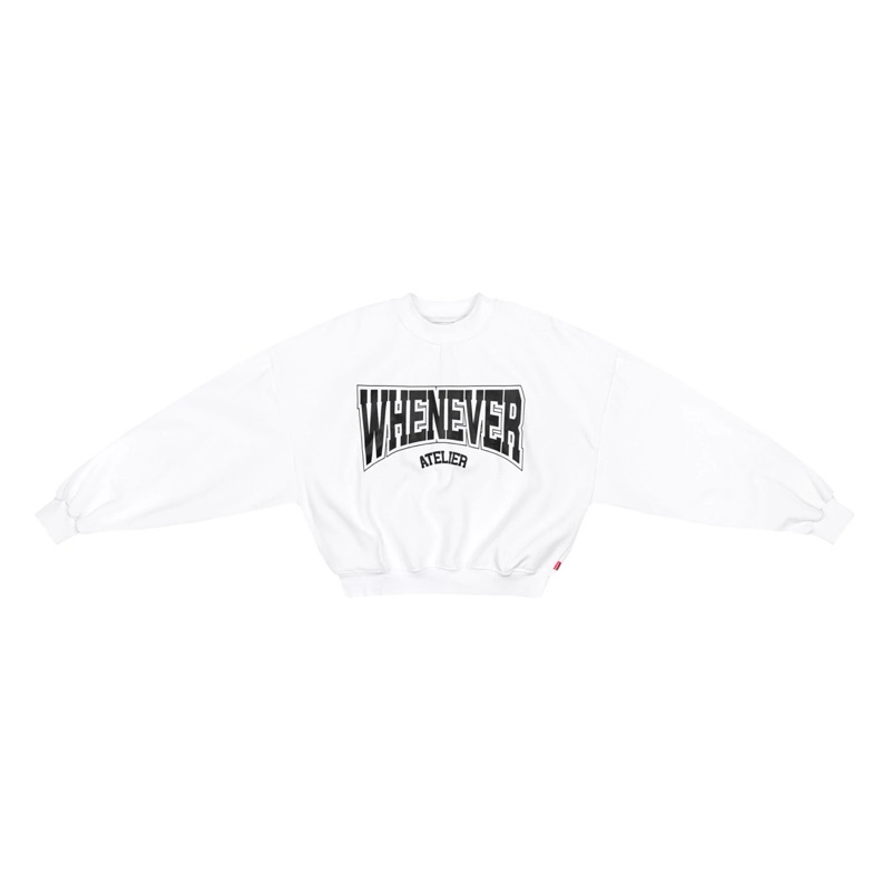 “WHENEVER” LOGO BOXY SWEATER/ WHITE | Shopee Việt Nam