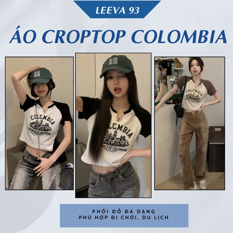 Áo croptop ôm body Colom áo body tay ngắn cổ V siêu hack dáng áo thun dáng ngắn mùa hè 113