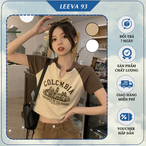 Áo croptop ôm body Colom áo body tay ngắn cổ V siêu hack dáng áo thun dáng ngắn mùa hè 113