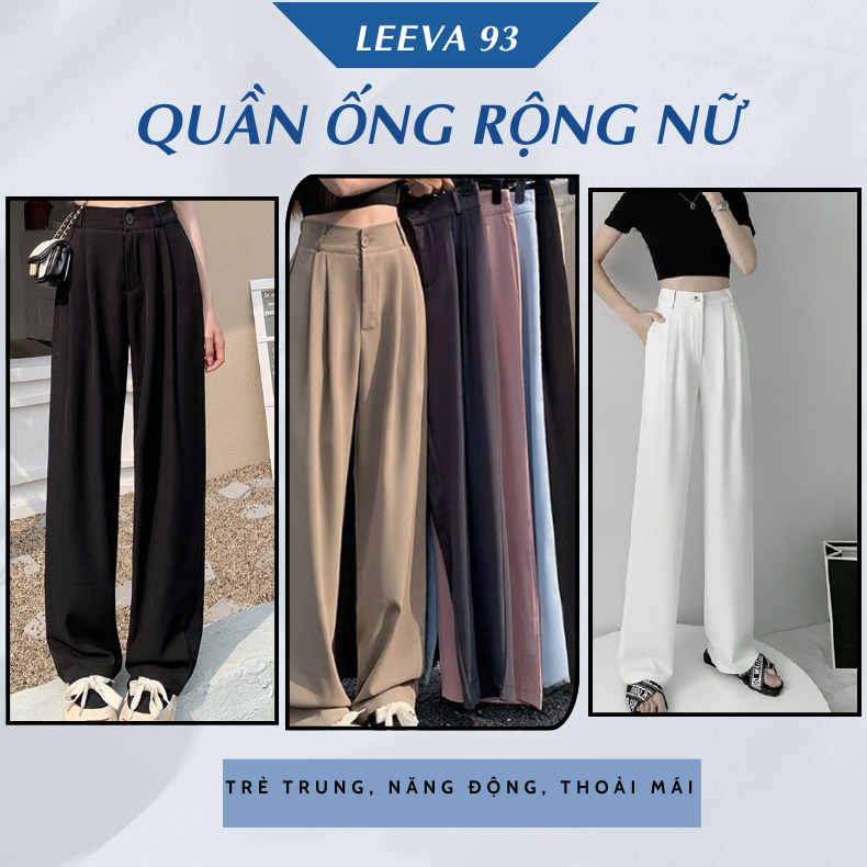 Quần nữ ống rộng cạp cao siêu hack dáng, quần dài nữ dáng suông phong cách Hàn Quốc A99