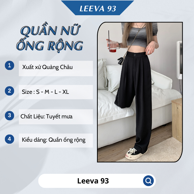 Quần nữ ống rộng cạp cao siêu hack dáng, quần dài nữ dáng suông phong cách Hàn Quốc A99