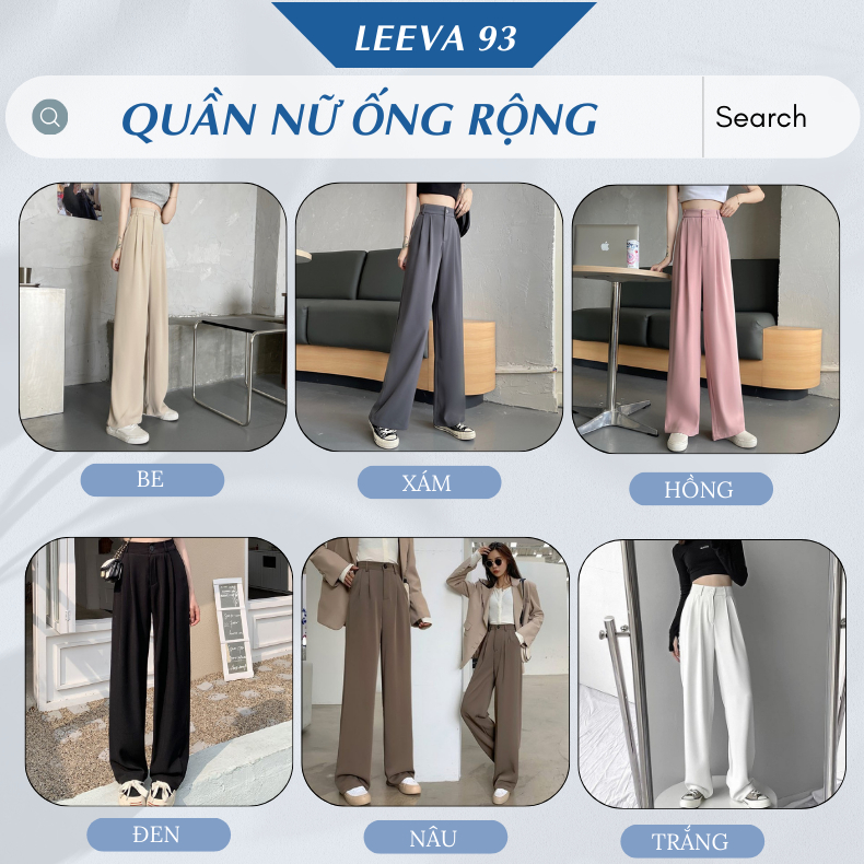 Quần nữ ống rộng cạp cao siêu hack dáng, quần dài nữ dáng suông phong cách Hàn Quốc A99