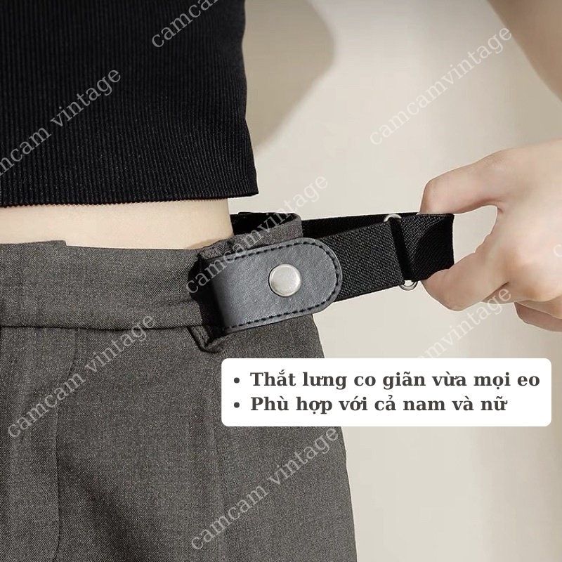 Thắt Lưng Chun Thun Co Giãn Nam Nữ Cúc Bấm 2 Bên Vải Thun Phối Da - Dây Nịt Chun Thun 2 Bên Cài Tiện Lợi Eo Nhỏ - Horizo