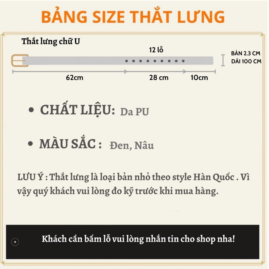 Thắt lưng da nam nữ đai váy nữ dây nịt mặt chữ U bản nhỏ da xịn dày dặn 2,3cm phối blazer, đầm thời trang Camcamvintage