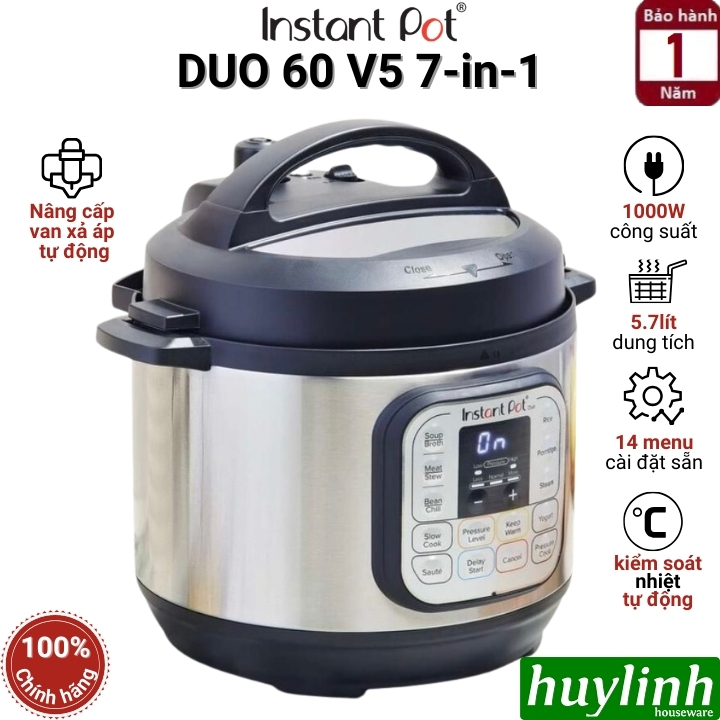 Nồi áp suất điện tử đa năng Instant POT Duo V5 - 7-in-1 - Dung tích 5.7 ...