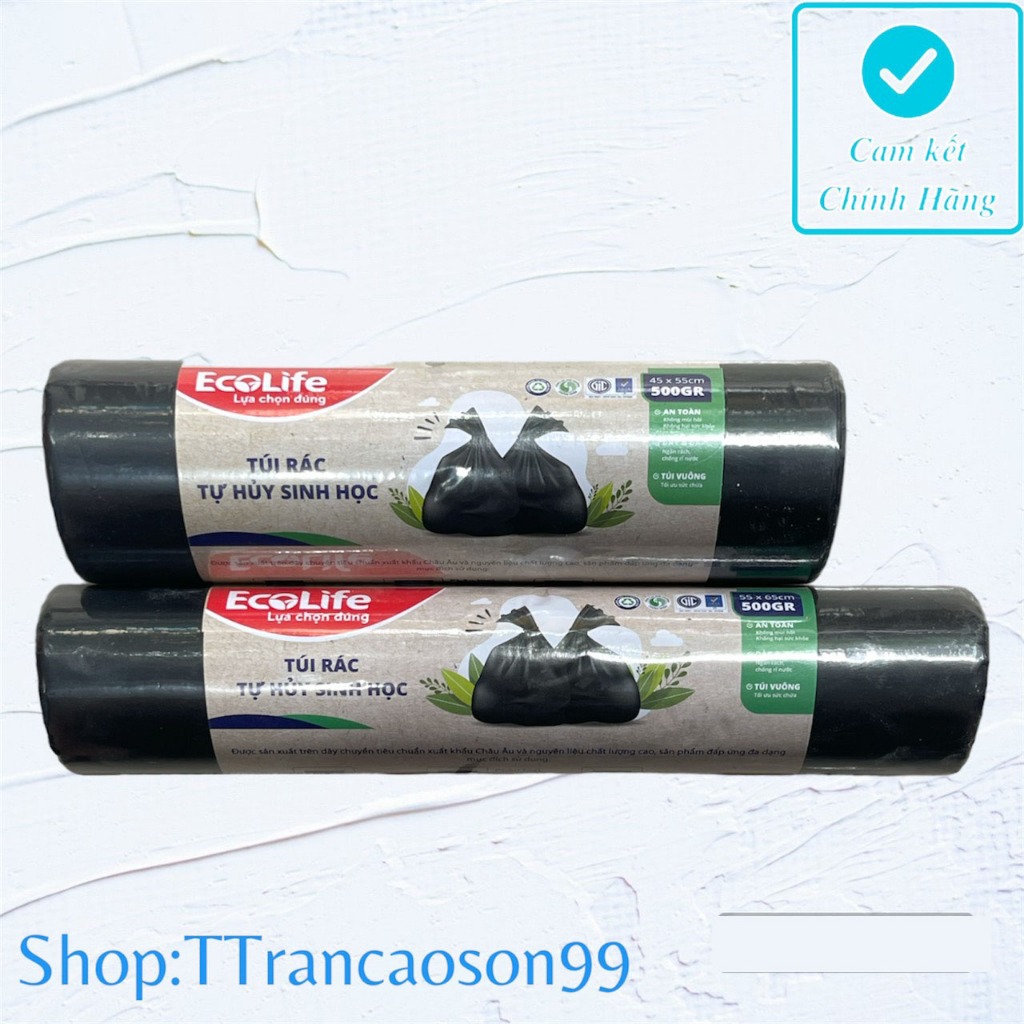 Túi đựng rác đen tự hủy sinh học Ecolife 500gr | Shopee Việt Nam