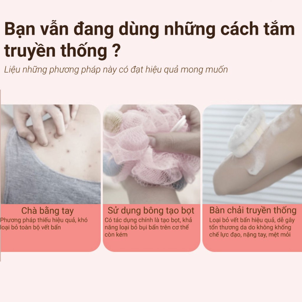 Ảnh Bàn chải tắm điện mini cầm tay Lescolton thế hệ 2024 cọ sạch nhẹ nhàng giúp làm sạch thư giãn 2