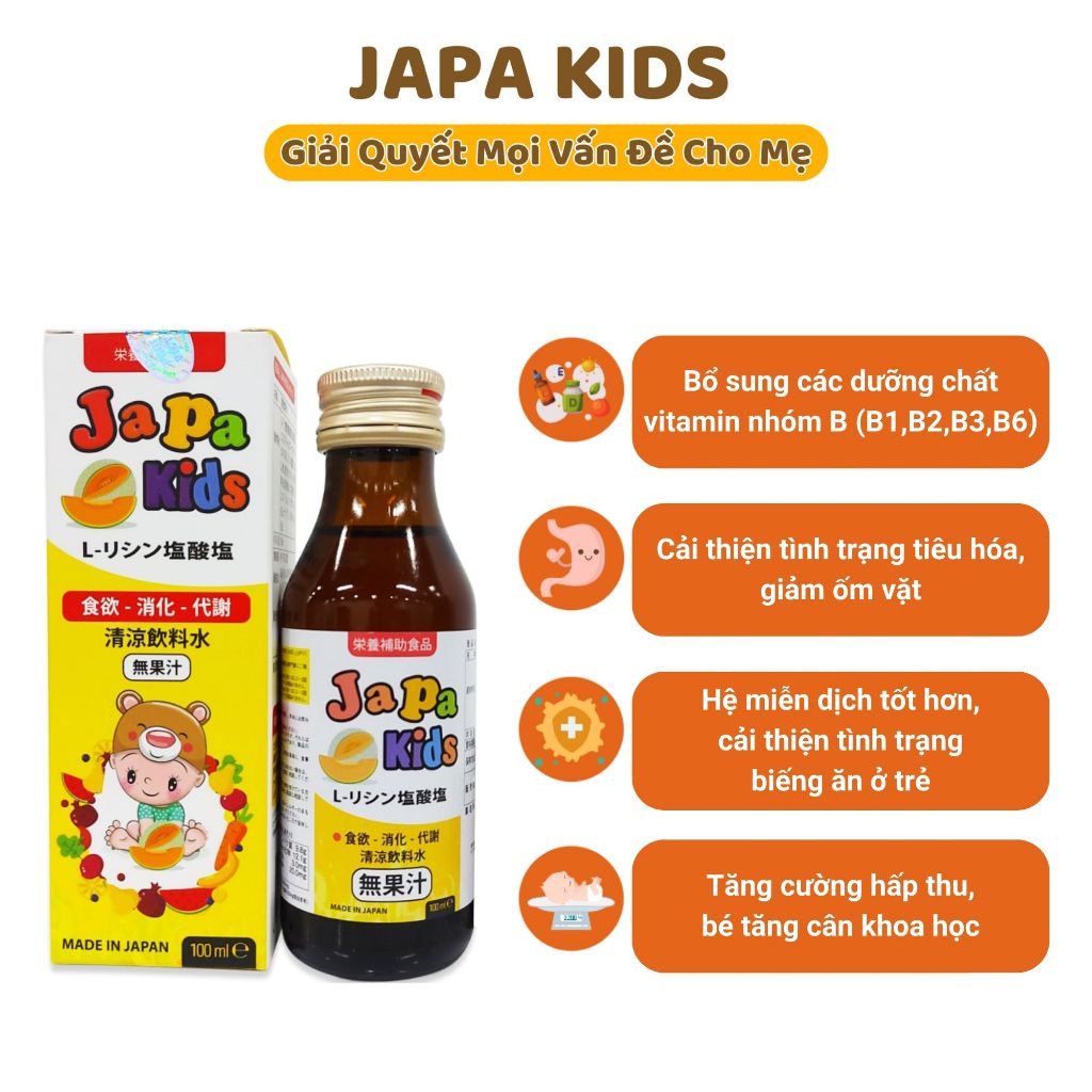 Siro Ăn Ngon Cho Bé Japa Kids Chính Hãng Hỗ Trợ Bé Tăng Cân Thúc Đẩy Vị Giác Hấp Thụ Tốt Hơn