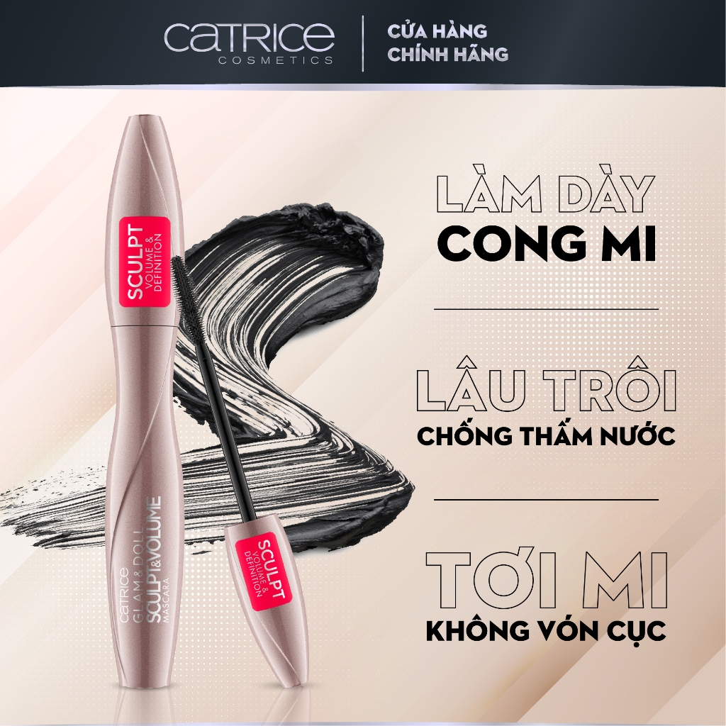 Mascara chuốt mi Catrice Glam & Doll Sculpt & Volume Mascara 010 Black làm dày và cong mi 9,5ml