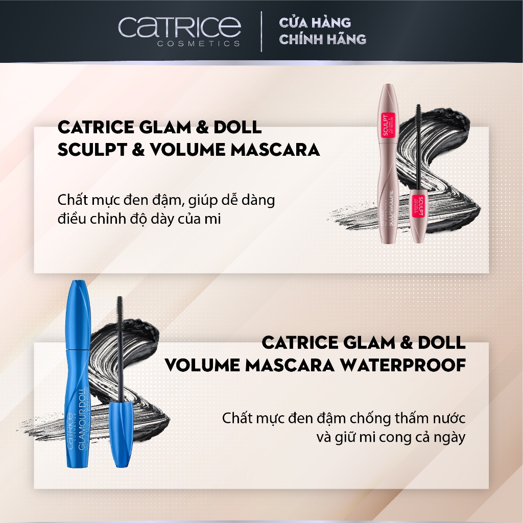 Mascara chuốt mi Catrice Glam & Doll Sculpt & Volume Mascara 010 Black làm dày và cong mi 9,5ml
