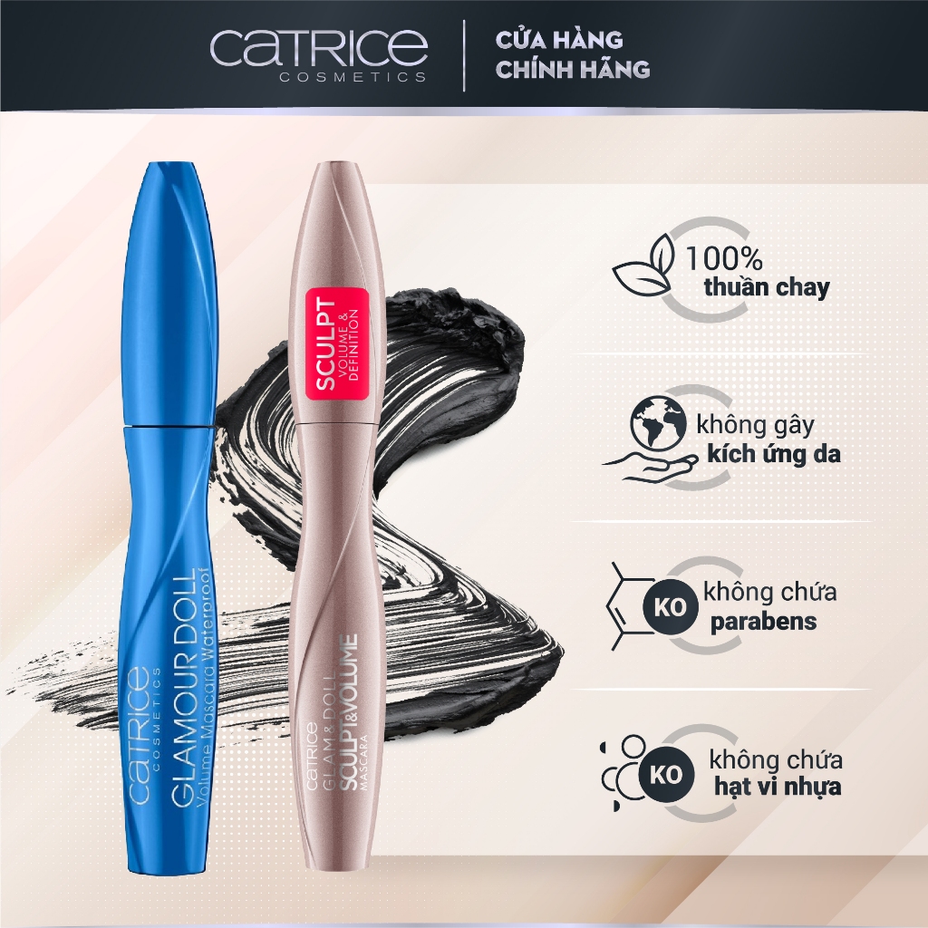 Mascara chuốt mi Catrice Glam & Doll Sculpt & Volume Mascara 010 Black làm dày và cong mi 9,5ml
