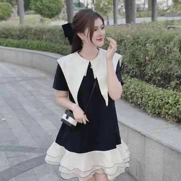 Đầm Babydoll Vạt Nhọn Tay Bèo Tiểu Thư Dán Mini Bigsize Kim Ngân Đầm Bầu Đầm Tết S/M/L/XL/XXL DX111