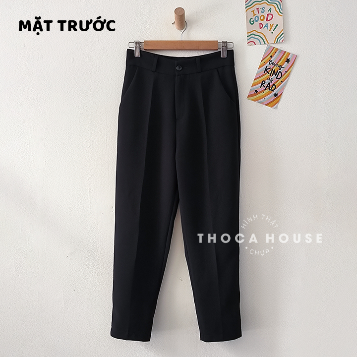 Ảnh Quần tây đi học xanh đen, đen THOCA HOUSE quần baggy công sở form suông dài 4