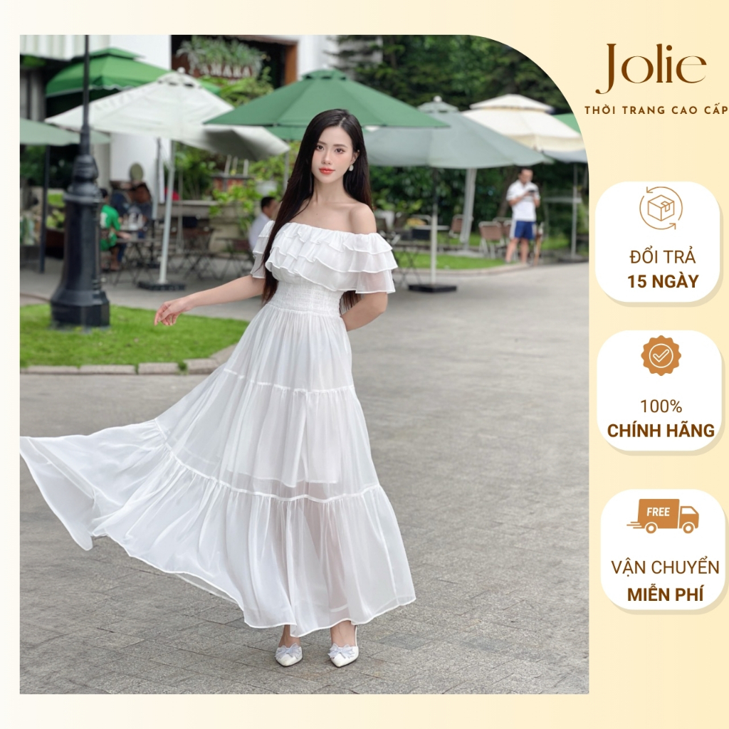 Maxi trễ vai đi biển đầm xòe thắt vai sang chảnh đi biển đi chơi hội nhóm đẹp
