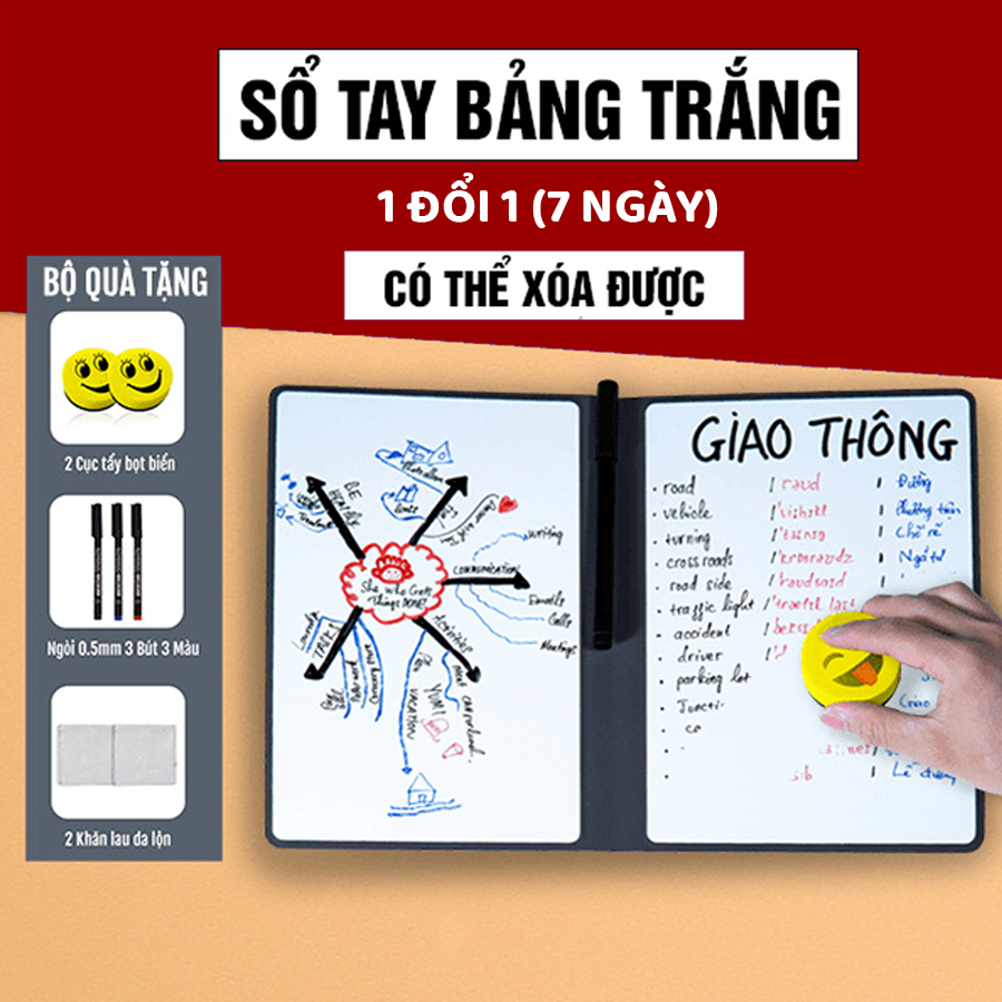Sổ Tay Bảng Trắng A5 gọn nhẹ đa năng bìa Da sang trọng, sổ vẽ phác thảo ...