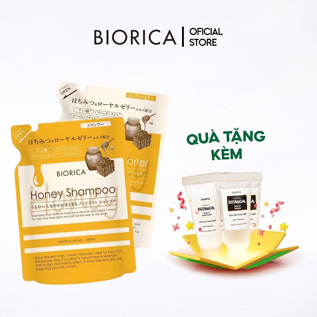 Dầu gội dưỡng ẩm Hatomugi Botanical Chiết xuất Mật ong Nhật Bản Gói