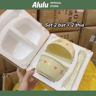 Set 2 Chén Bát  + 2 Thìa Ăn Sang Chảnh - Làm Quà Tặng Hết Nước Chấm - Hàng Đẹp Dày Dặn- Alulu.store