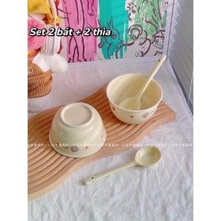Set 2 Chén Bát  + 2 Thìa Ăn Sang Chảnh - Làm Quà Tặng Hết Nước Chấm - Hàng Đẹp Dày Dặn- Alulu.store