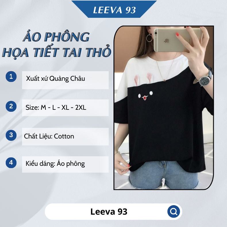 Áo phông in hoạ tiết thỏ dễ thương, tay ngắn, dáng rộng, cổ tròn thời trang Hàn Quốc cho nữ - 4519