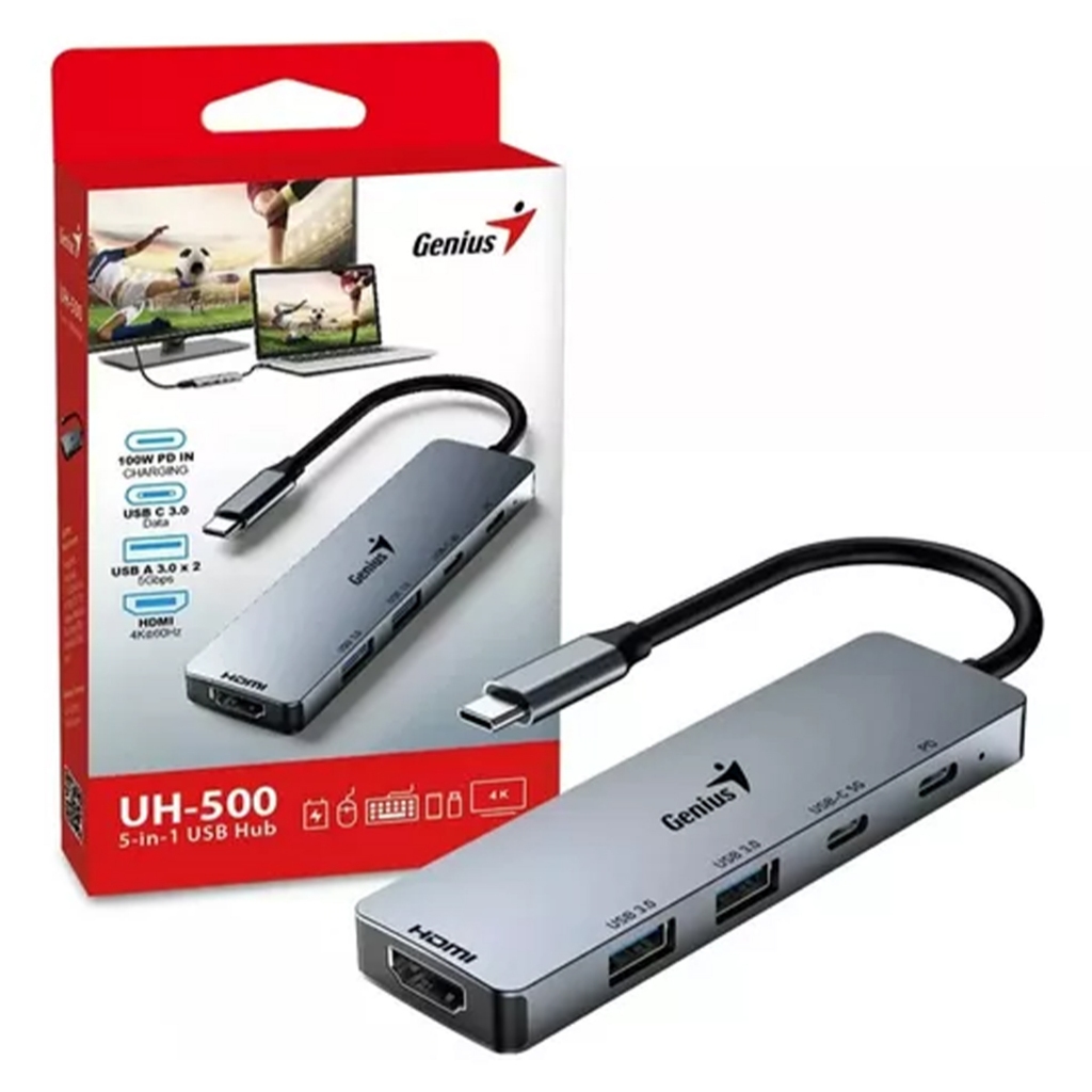 Thiết Bị Chuyển Đổi Cổng Đa Cổng Cho Macbook - Genius UH-500 5 in 1