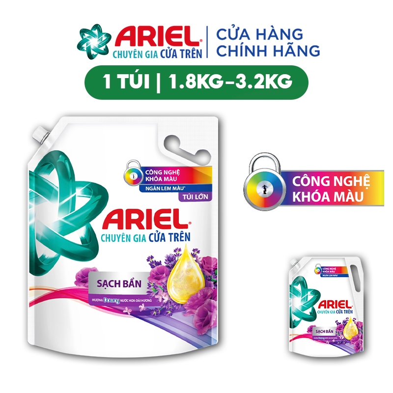 Ảnh Túi Nước Giặt ARIEL Chuyên Gia Cửa Trên Ngăn Lem Màu Hương Hoa Oải Hương 1.8KG/3.2KG 2
