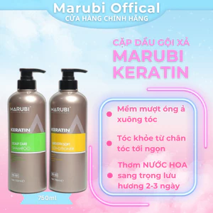 Marubi Keratin Cặp Dầu Gội Xả 750ml Siêu Mềm Mượt hương thơm nước hoa [cam kết hoàn tiền trong vòng 7 ngày nếu ko ưng]