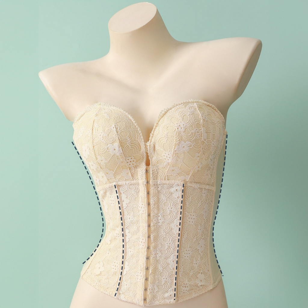 Áo Corset Định Hình Vóc Dáng Cúp Ngực Không Dây Siết Eo Thon Gọn Phối Ren Quyến Rũ
