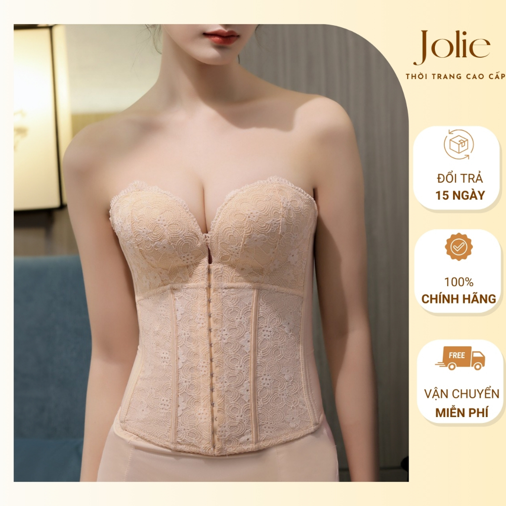 Áo Corset Định Hình Vóc Dáng Cúp Ngực Không Dây Siết Eo Thon Gọn Phối Ren Quyến Rũ