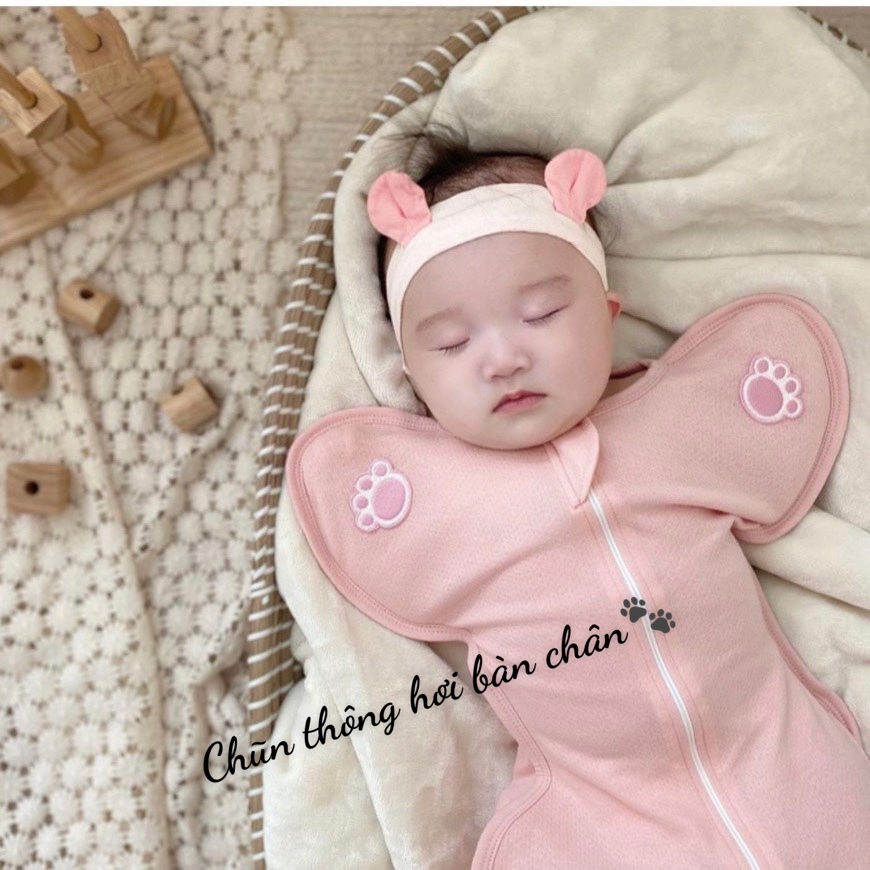 Nhộng Chũn/Nhộng Ngủ Cotton Hàn Cao Cấp, Tay Gấu Dễ Thương Cho Bé HX21 3SBABY